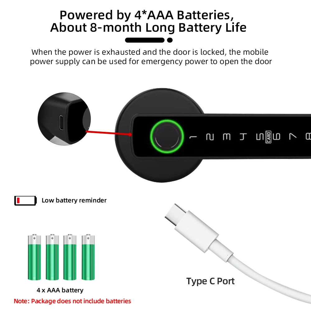 RAYKUBE M5 Tuya Smart Fingerprint Door Lock with Key & App