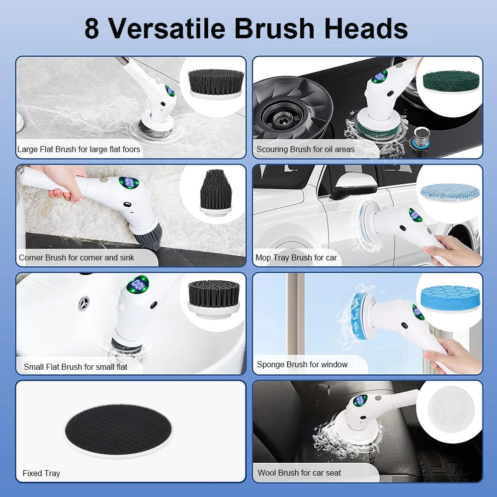 8-in-1 Wireless Electric Cleaning Brush for Home & Bathroom