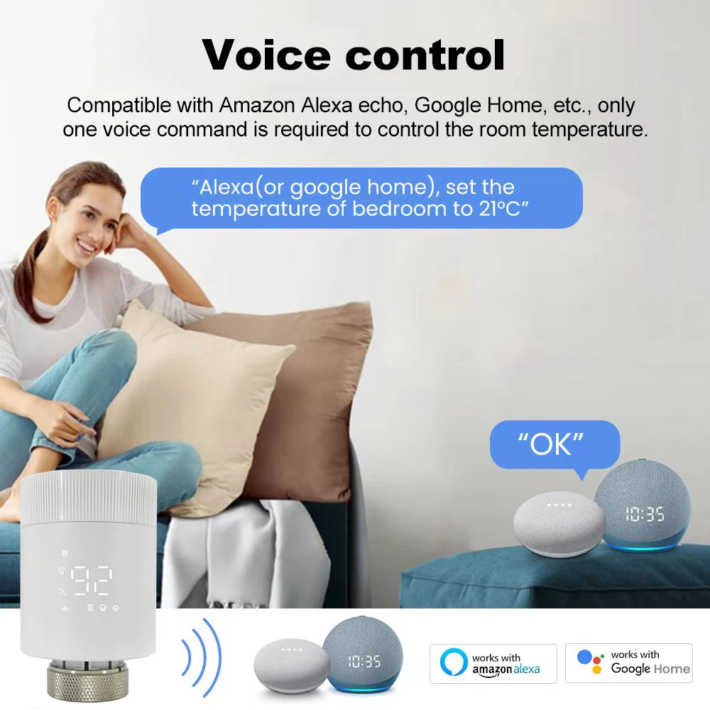 RKHK Tuya WiFi Smart Thermostat TRV for Alexa & Google Home