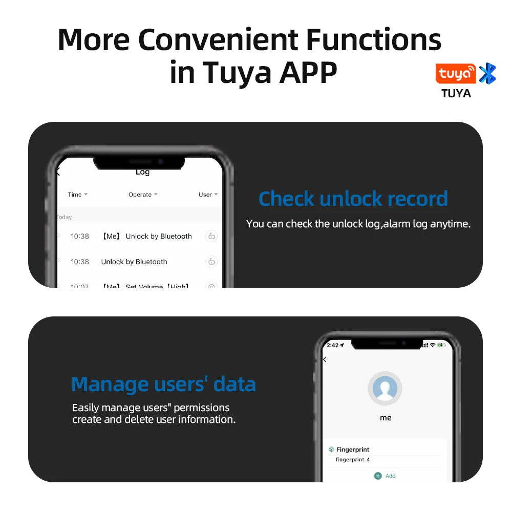 RAYKUBE M5 Tuya Smart Fingerprint Door Lock with Key & App