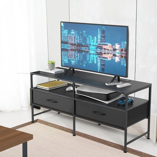 50-Inch TV Stand with Power Outlets | 3-Tier Entertainment Center