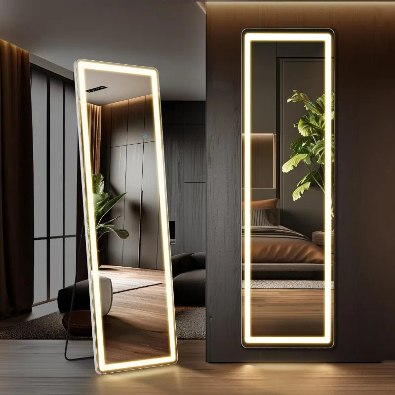 LED Full-Length Mirror with Dimming & 3 Color Lights