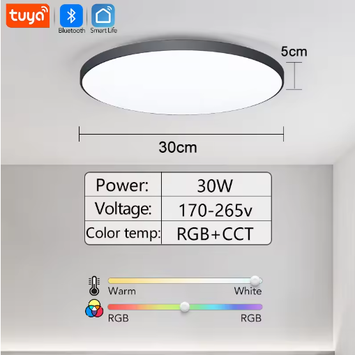 30W/36W Smart RGB LED Ceiling Light with Tuya App & Remote