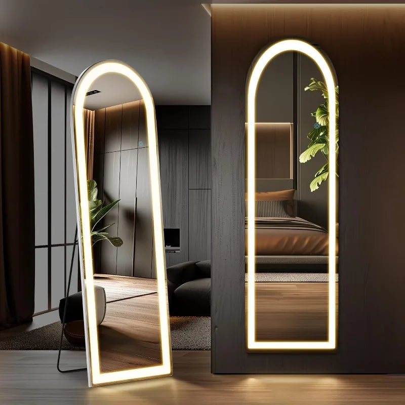 LED Full-Length Mirror with Dimming & 3 Color Lights