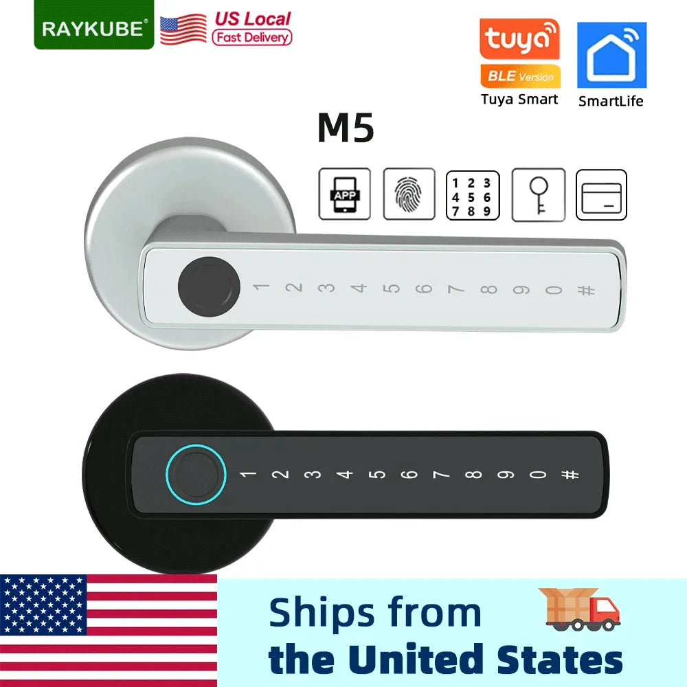 RAYKUBE M5 Tuya Smart Fingerprint Door Lock with Key & App