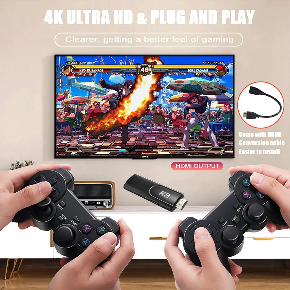 K8 64GB Retro 4K Game Console | Wireless Controllers & 40+ Emulators